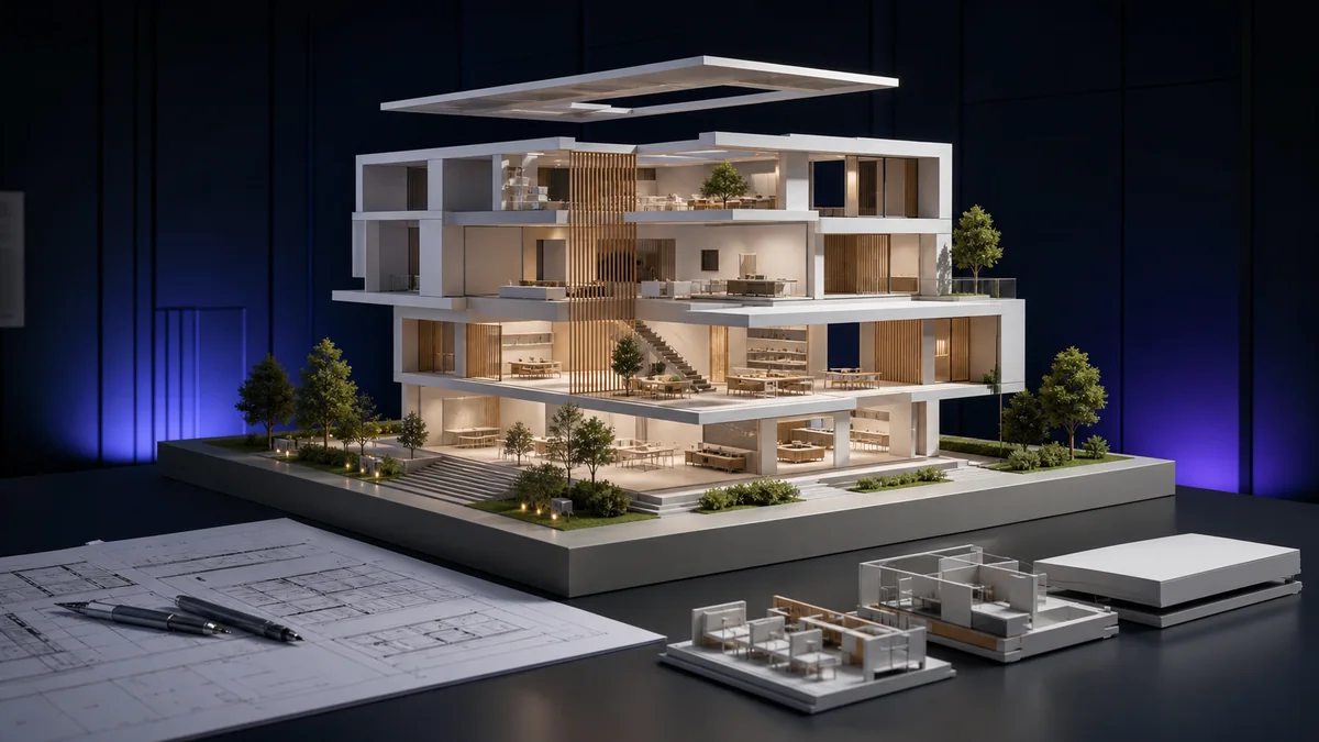 تصور مبدئي لمشروع تصميم مجسم معماري تفصيلي