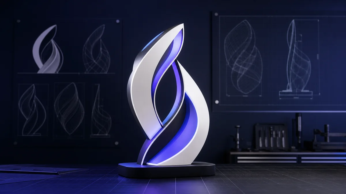 تصور مبدئي لمشروع تصميم شعار مجسم للمعارض